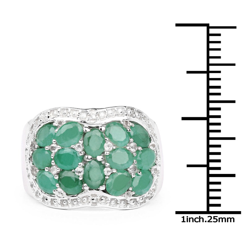 Bids.com 2.20 Carat Genuine Emerald & White Topaz .925 Sterling Silver Ring Rings White Smoke size 6.00,size 7.00,size 8.00,size 9.00,size 5.00,size 10.00