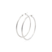 Bids.com 14k White Gold Polished Hoop Earrings (40 mm) Earrings White Smoke White Gold