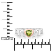 Bids.com 0.44 Carat Genuine Peridot .925 Sterling Silver Ring Rings White Smoke size 6.00,size 7.00,size 8.00