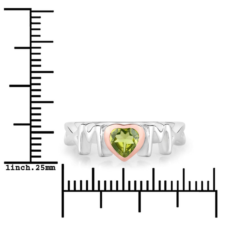 Bids.com 0.44 Carat Genuine Peridot .925 Sterling Silver Ring Rings White Smoke size 6.00,size 7.00,size 8.00