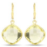 Bids.com 21.40 Carat Genuine Lemon Quartz .925 Sterling Silver Earrings Earrings White Smoke