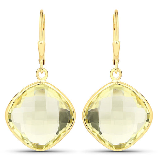 Bids.com 21.40 Carat Genuine Lemon Quartz .925 Sterling Silver Earrings Earrings White Smoke