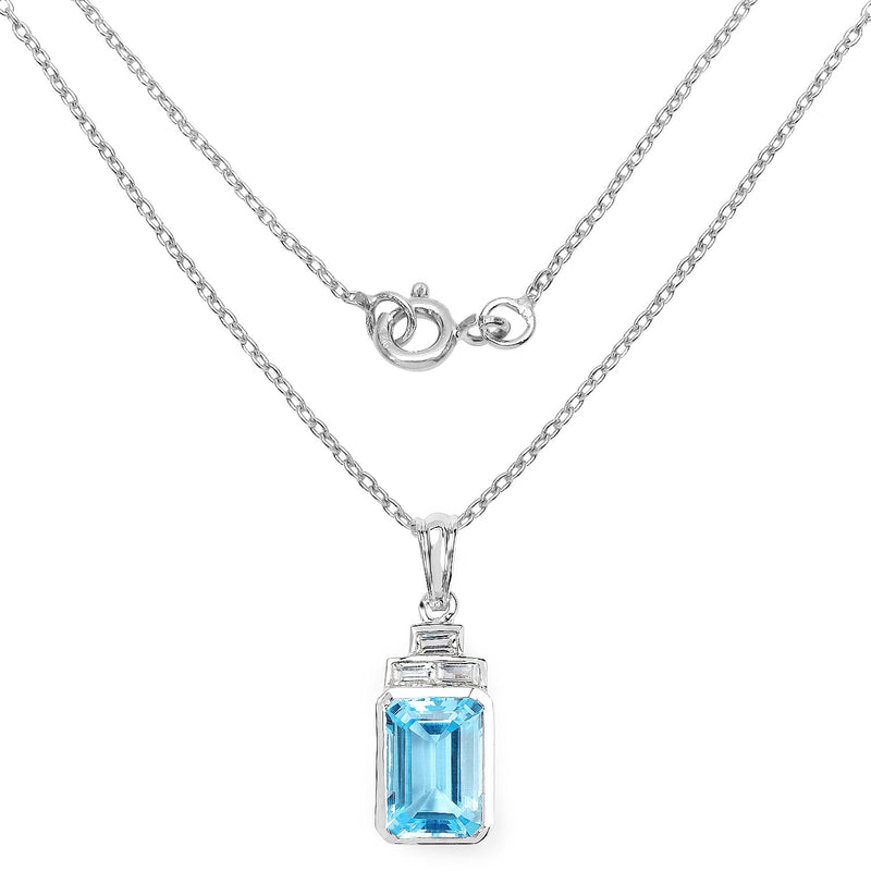 Bids.com 9.99 Carat Genuine Swiss Blue Topaz and White Topaz .925 Sterling Silver Pendant Pendants White Smoke