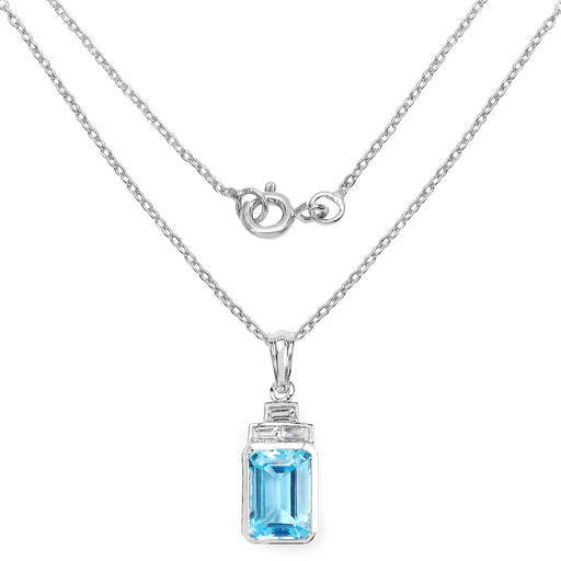 Bids.com 9.99 Carat Genuine Swiss Blue Topaz and White Topaz .925 Sterling Silver Pendant Pendants White Smoke