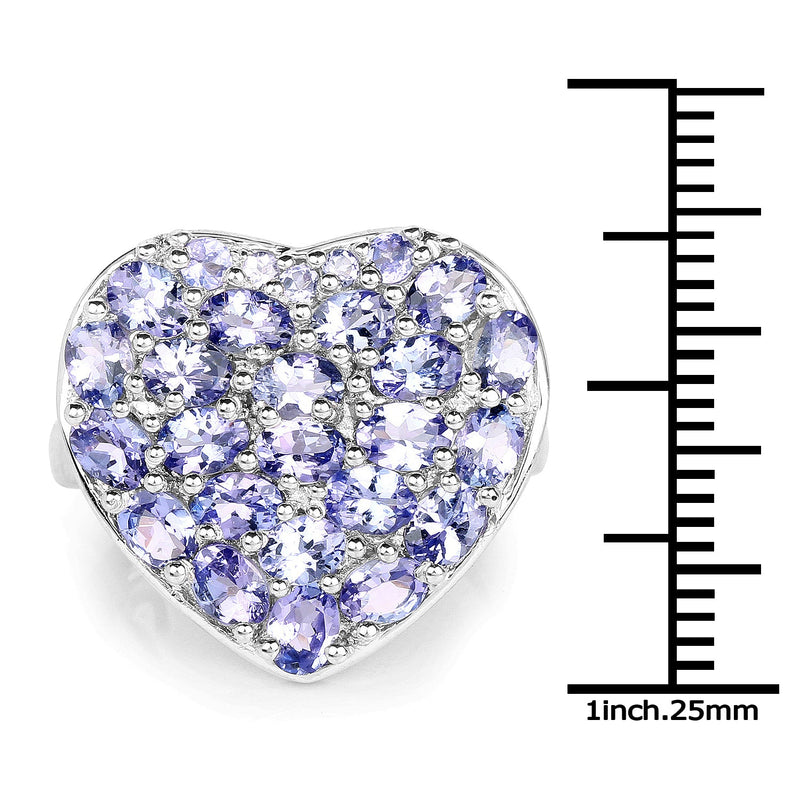 Bids.com 3.96 Carat Genuine Tanzanite .925 Sterling Silver Ring Rings White Smoke size 6.00,size 9.00,size 7.00,size 8.00,size 5.00,size 10.00