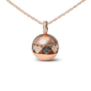 Bids.com 18K Rose Gold 3/8 Cttw Black and White Diamond Ball with Filigree Heart and Cluster Design 18" Pendant Necklace (Black and G-H Color, SI1-SI2 Clarity) Necklaces White Smoke Rose.Gold / 18