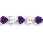 Bids.com 6.59 Carat Genuine Amethyst and White Diamond .925 Sterling Silver Bracelet Bracelets White Smoke size 7.25
