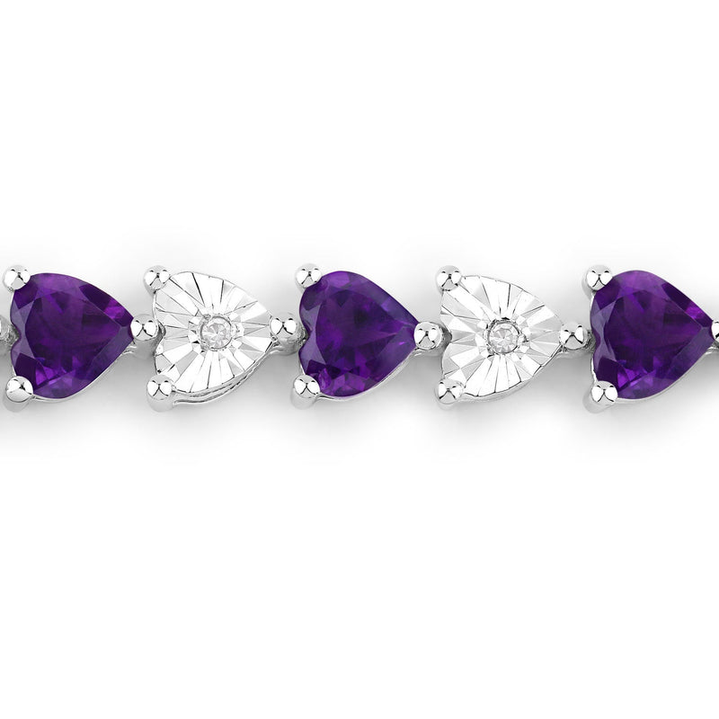 Bids.com 6.59 Carat Genuine Amethyst and White Diamond .925 Sterling Silver Bracelet Bracelets White Smoke size 7.25