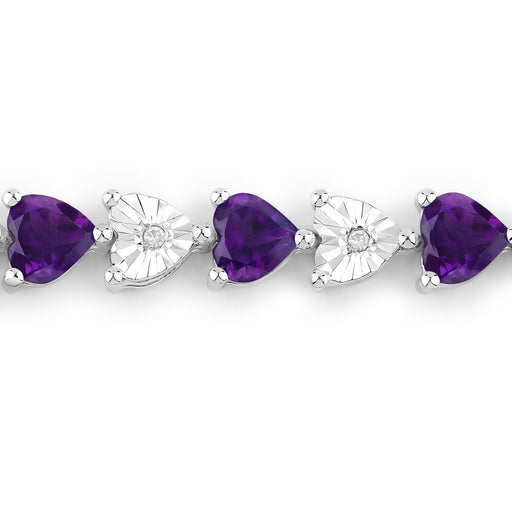 Bids.com 6.59 Carat Genuine Amethyst and White Diamond .925 Sterling Silver Bracelet Bracelets White Smoke size 7.25