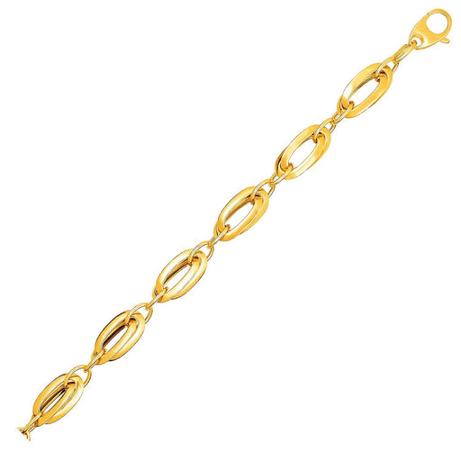 Bids.com 14k Yellow Gold Bracelet with Long Double Oval Links Bracelets White Smoke 7.5 / Yellow Gold