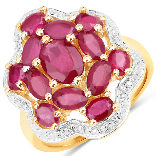 Bids.com 14K Yellow Gold Plated 4.18 Carat Genuine Glass Filled Ruby .925 Sterling Silver Ring Rings White Smoke size 6.00,size 8.00,size 7.00,size 9.00,size 5.00,size 10.00
