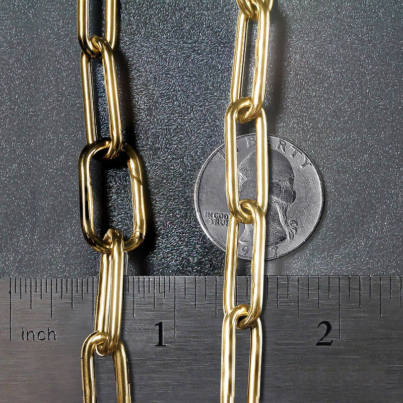 Bids.com 14k Yellow Gold Rounded Paperclip Chain Necklace Necklaces Dim Gray 18 / Yellow Gold