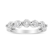 Bids.com 14K White Gold 1.00 Cttw Brilliant Round Cut Diamond 5-Stone Band Ring (H-I Color, SI2-I1 Clarity) - Ring Size 7 Rings White Smoke 7 / White.Gold