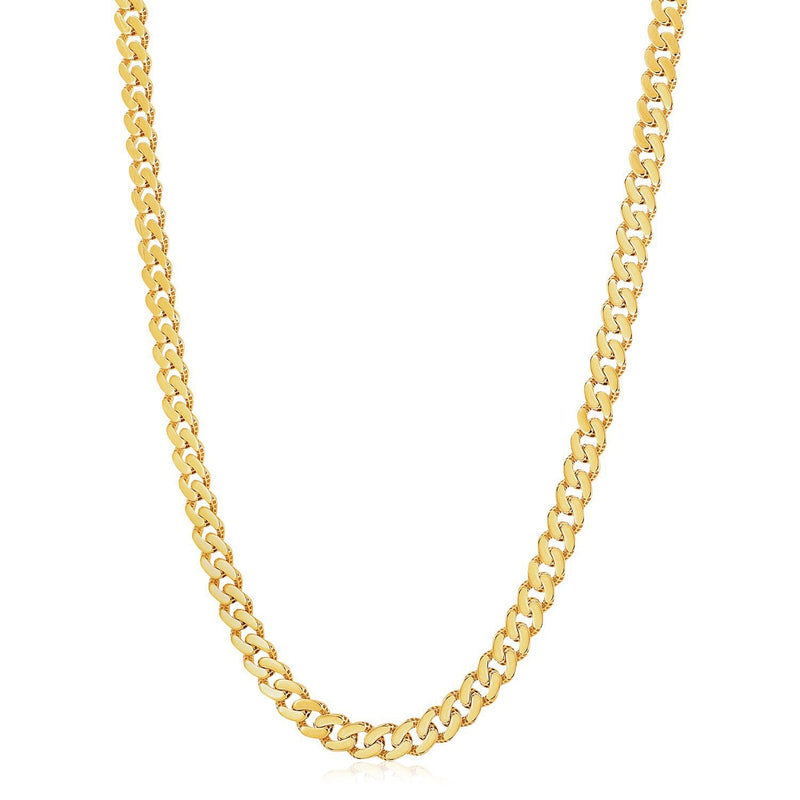 Bids.com 14k Yellow Gold White Pave High Polish Modern Lite Miami Cuban Chain (8.0mm) Necklaces White Smoke 22 / Two-Tone Gold