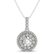 Bids.com 14k White Gold Diamond Halo Round Shape Pendant (1 1/4 cttw) Necklaces White Smoke 18 / White Gold