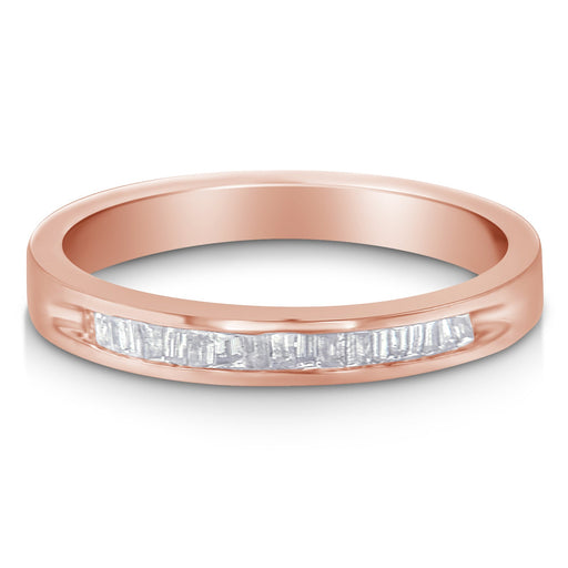 Bids.com 10K Rose Gold over .925 Sterling Silver 1/5 Cttw Diamond Channel-Set Stackable Band Ring (H-I Color, I1-I2 Clarity) - Size 6 3/4 Rings White Smoke 7.25 / Rose.Sterling Silver,7 / Rose.Sterling Silver,6.75 / Rose.Sterling Silver