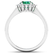 Bids.com 1.87 Carat Genuine Zambian Emerald  and White Diamond 14K White Gold Ring Rings White Smoke size 6.00,size 7.00,size 8.00,size 9.00
