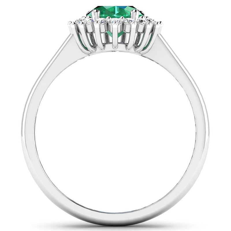 Bids.com 1.87 Carat Genuine Zambian Emerald  and White Diamond 14K White Gold Ring Rings White Smoke size 6.00,size 7.00,size 8.00,size 9.00