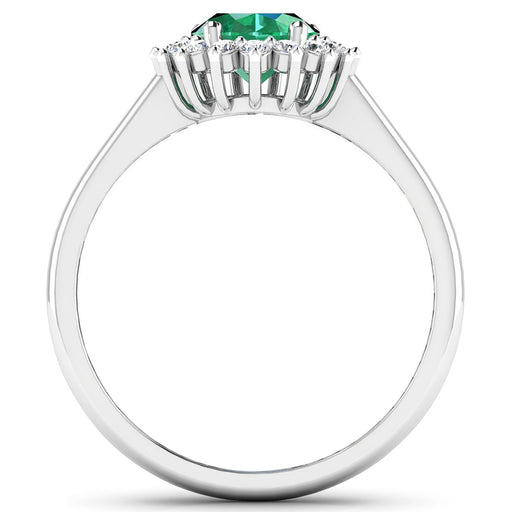 Bids.com 1.87 Carat Genuine Zambian Emerald  and White Diamond 14K White Gold Ring Rings White Smoke size 6.00,size 7.00,size 8.00,size 9.00