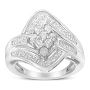 Bids.com 10K White Gold Diamond Bypass Cluster Ring (1 Cttw, I-J Color, I2-I3 Clarity) - Size 7 Rings White Smoke 7 / White.Gold,6.5 / White.Gold,6 / White.Gold,8 / White.Gold,7.5 / White.Gold
