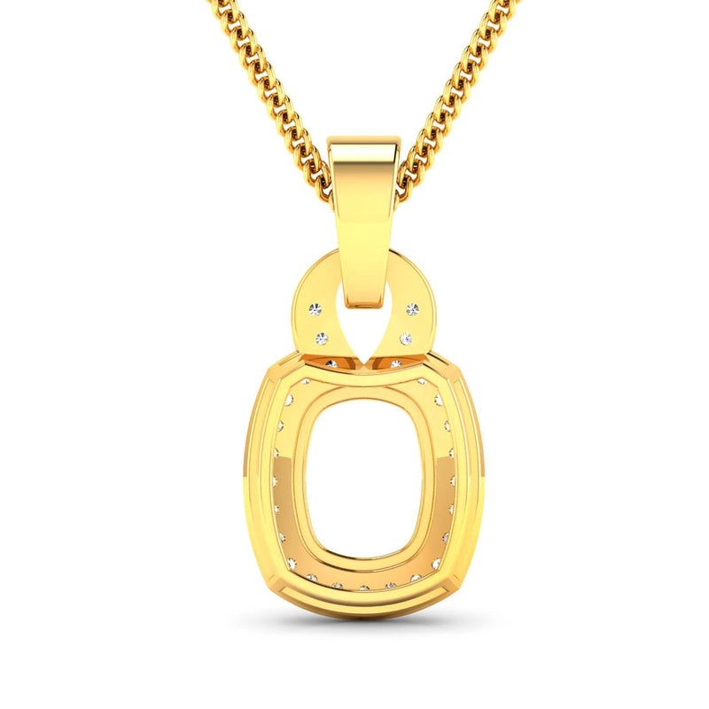 Bids.com 0.25 Carat Genuine White Diamond 14K Yellow Gold Semi Mount Pendant - holds 9x7mm Cushion Gemstone Pendants White Smoke