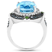 Bids.com 5.84 Carat Genuine Multi Stones .925 Sterling Silver Ring Rings White Smoke size 6.00,size 7.00,size 8.00,size 9.00