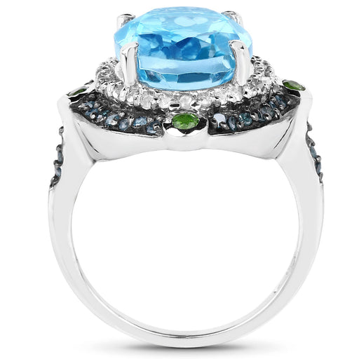 Bids.com 5.84 Carat Genuine Multi Stones .925 Sterling Silver Ring Rings White Smoke size 6.00,size 7.00,size 8.00,size 9.00