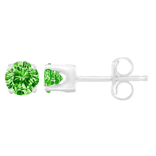 Bids.com .925 Sterling Silver 1/5 Cttw Round Brilliant-Cut Green Diamond Classic 4-Prong Stud Earrings (Fancy Color-Enhanced, I2-I3 Clarity) Earrings White Smoke White.Sterling Silver / 0.2