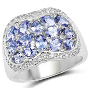 Bids.com 2.62 Carat Genuine Tanzanite and White Topaz .925 Sterling Silver Ring Rings White Smoke size 6.00,size 7.00,size 8.00,size 9.00