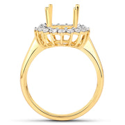 Bids.com 0.54 Carat Genuine White Diamond 14K Yellow Gold Semi Mount Ring - holds 11x9mm Oval Gemstone Rings White Smoke size 6.00,size 7.00,size 8.00