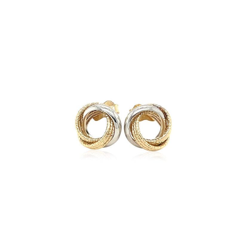 Bids.com 14k Two-Tone Gold Multi-Textured Open Circle Style Entwined Earrings Earrings White Smoke Two-Tone Gold