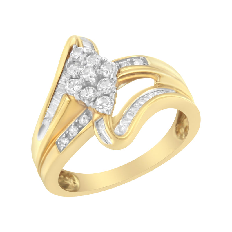 Bids.com 10K Yellow Gold 1/2 cttw Diamond Cluster Cocktail Ring (J-K Clarity, I1-I2 Color) - Size 7 Rings White Smoke 7 / Yellow.Gold,8 / Yellow.Gold,9 / Yellow.Gold,6 / Yellow.Gold