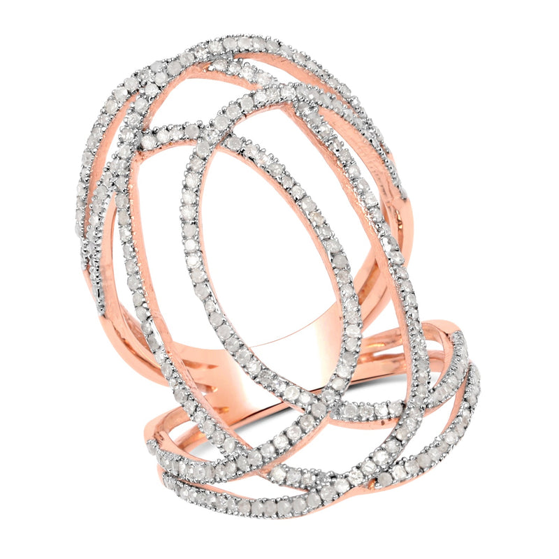 Bids.com 14K Rose Gold Plated 0.73 Carat Genuine White Diamond .925 Sterling Silver Ring Rings White Smoke size 6.00,size 8.00,size 9.00,size 7.00