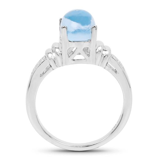 Bids.com 2.10 Carat Genuine Swiss Blue Topaz .925 Sterling Silver Ring Rings White Smoke size 7.00,size 9.00,size 6.00,size 8.00,size 5.00