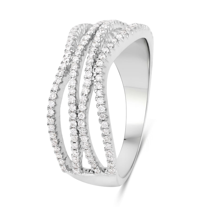 Bids.com 0.46 Carat Genuine White Diamond 14K White Gold Ring (F-G Color, SI Clarity) Rings White Smoke size 8.25