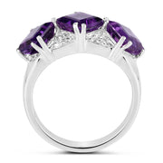 Bids.com 3.09 Carat Genuine Amethyst and White Topaz .925 Sterling Silver Ring Rings White Smoke size 6.00,size 7.00,size 8.00,size 5.00,size 9.00