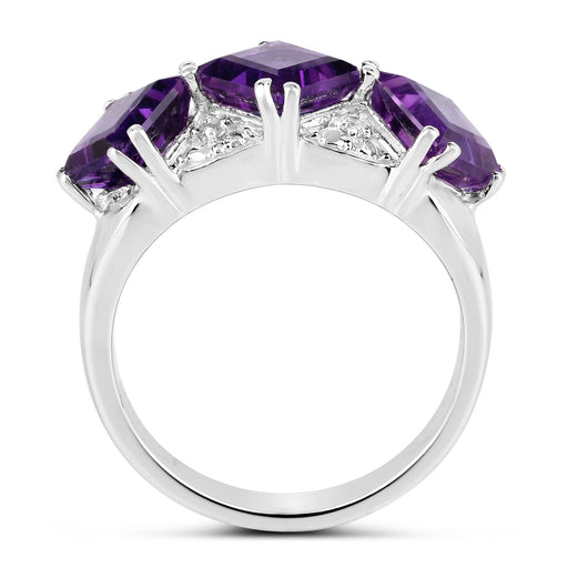 Bids.com 3.09 Carat Genuine Amethyst and White Topaz .925 Sterling Silver Ring Rings White Smoke size 6.00,size 7.00,size 8.00,size 5.00,size 9.00