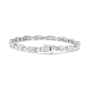 Bids.com 14K White Gold 2.0 Cttw Princess Cut Invisible Set Diamond Rectangular Link Bracelet (I-J Color, I1-I2 Clarity) - 7.25" Bracelets White Smoke White.Gold / 7.25