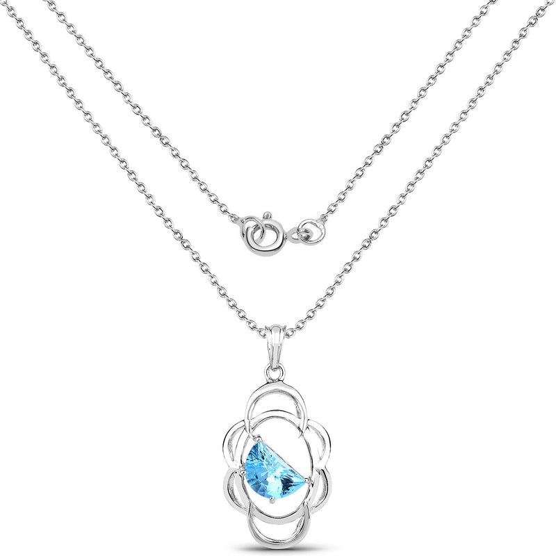 Bids.com 4.60 Carat Genuine Swiss Blue Topaz .925 Sterling Silver Pendant Pendants White Smoke