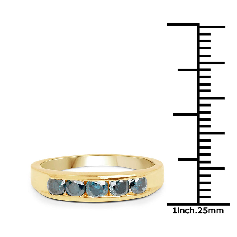 Bids.com 14K Yellow Gold Plated 0.80 Carat Genuine Blue Diamond .925 Sterling Silver Ring Rings White Smoke size 8.00,size 9.00,size 9.50,size 6.00,size 7.00