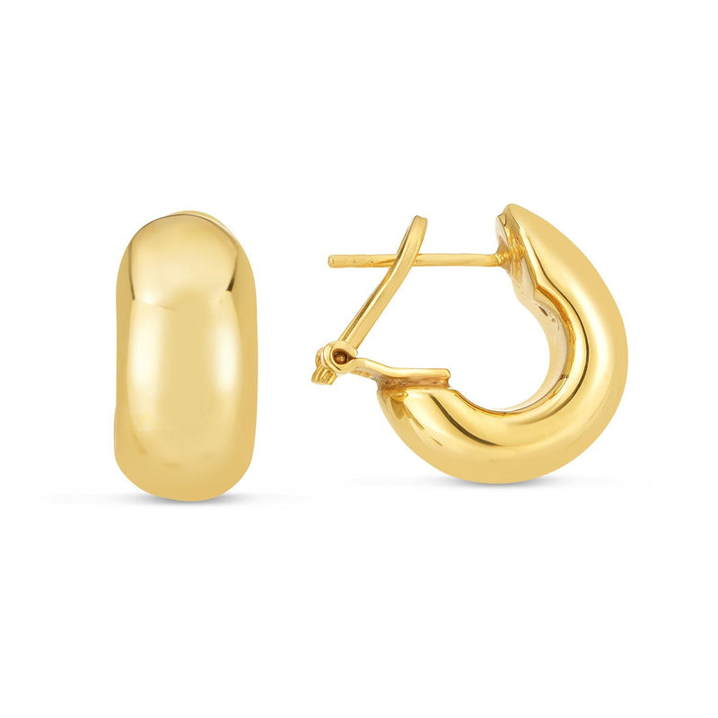 Bids.com 14k Yellow Gold Small Omega C Hoops Earrings White Smoke Yellow Gold