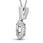 Bids.com 0.22 Carat Genuine White Diamond 14K White Gold Semi Mount Pendant - holds 9x7mm Oval Gemstone Pendants White Smoke