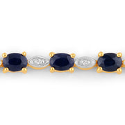 Bids.com 1.83 Carat Genuine Blue Sapphire and White Diamond .925 Sterling Silver Bracelet Bracelets Gray size 10.00