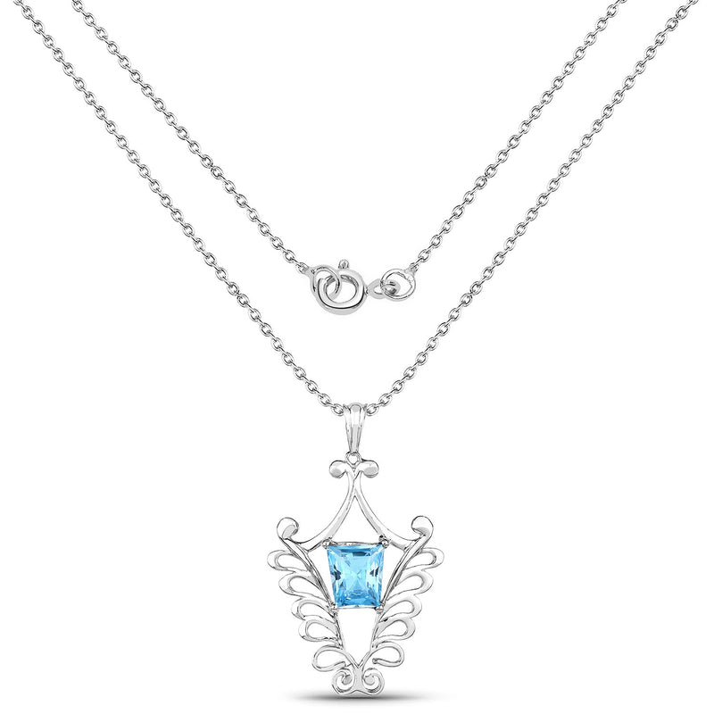Bids.com 5.68 Carat Genuine Swiss Blue Topaz .925 Sterling Silver Pendant Pendants White Smoke