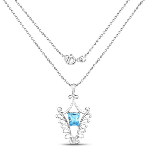 Bids.com 5.68 Carat Genuine Swiss Blue Topaz .925 Sterling Silver Pendant Pendants White Smoke