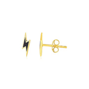 Bids.com 14k Yellow Gold and Enamel Black Lightning Bolt Stud Earrings Earrings White Smoke Yellow Gold