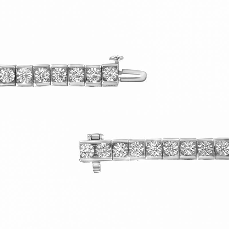 Bids.com .925 Sterling Silver Miracle Set Diamond Accent Classic Tennis Bracelet (I-J Color, I2-I3 Clarity) - 7.25" Bracelets White Smoke White.Sterling Silver / 7.25