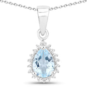 Bids.com 2.00 Carat Genuine Blue Topaz and White Topaz .925 Sterling Silver Jewelry Set Jewelry Sets White Smoke One,size 18.00,size 20.00