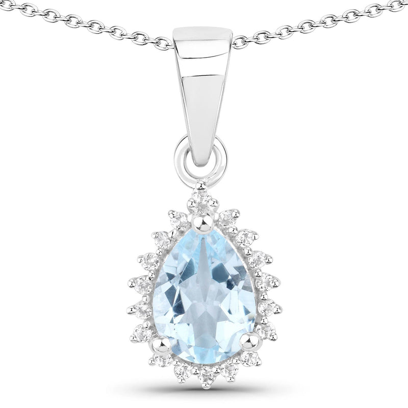 Bids.com 2.00 Carat Genuine Blue Topaz and White Topaz .925 Sterling Silver Jewelry Set Jewelry Sets White Smoke One,size 18.00,size 20.00