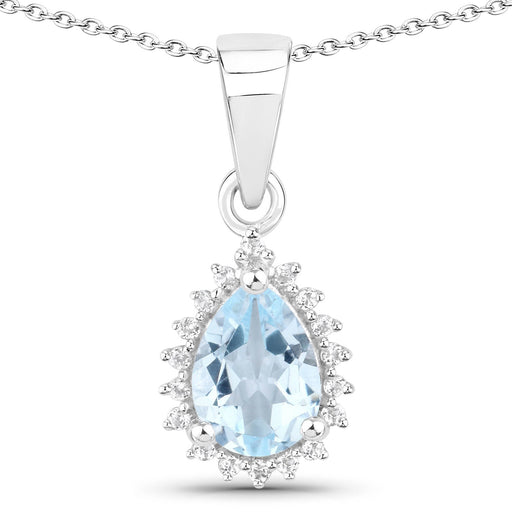 Bids.com 2.00 Carat Genuine Blue Topaz and White Topaz .925 Sterling Silver Jewelry Set Jewelry Sets White Smoke One,size 18.00,size 20.00
